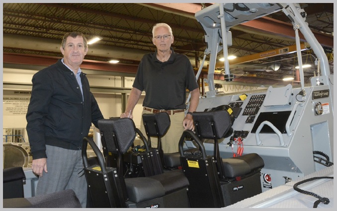 Jean Jacques Arignon (left) and Doug Hemphill of Zodiac Hurricane Technologies at the company's Delta, B.C. plant